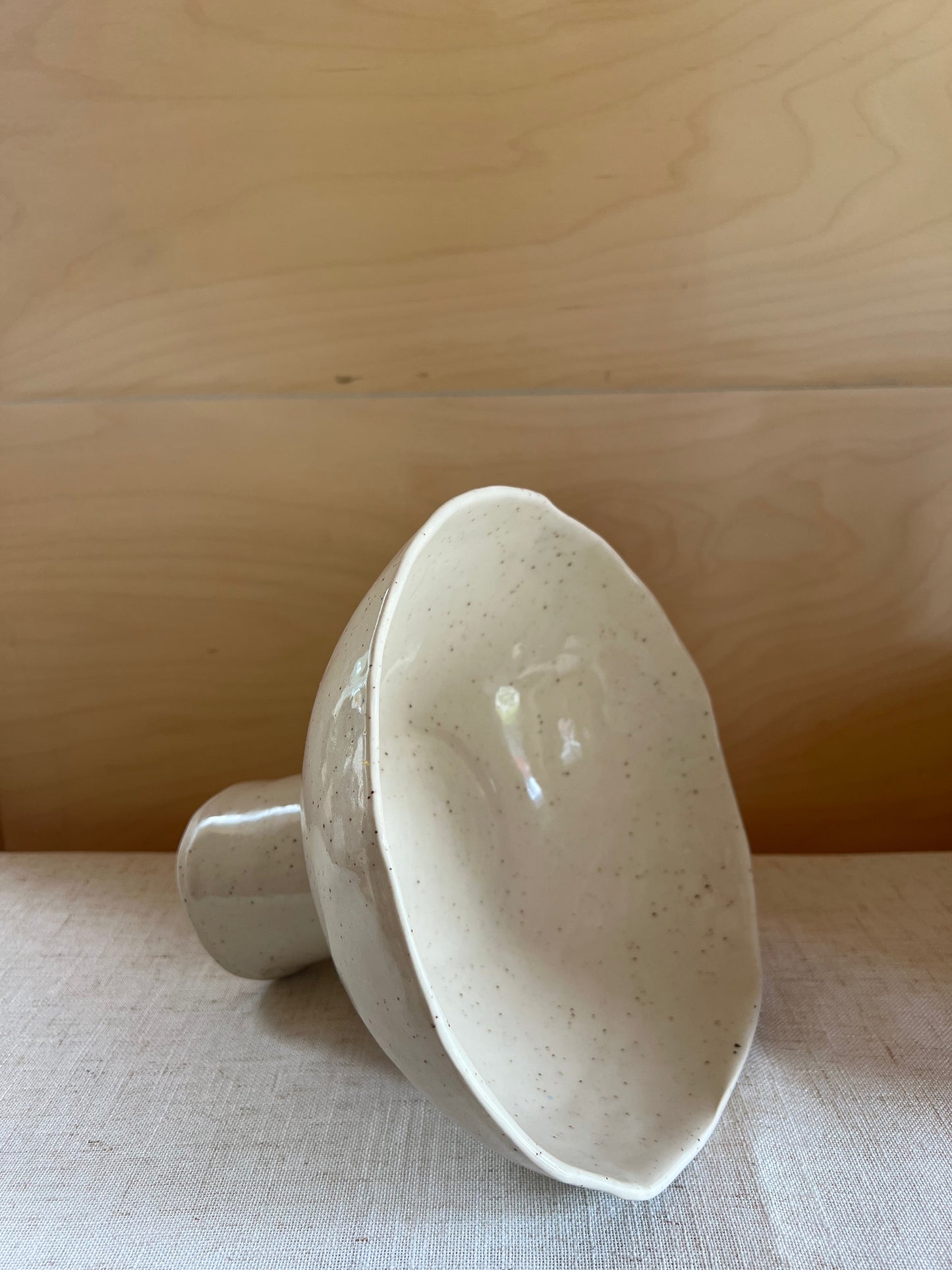 Pedestal Bowl Speckle Clay
