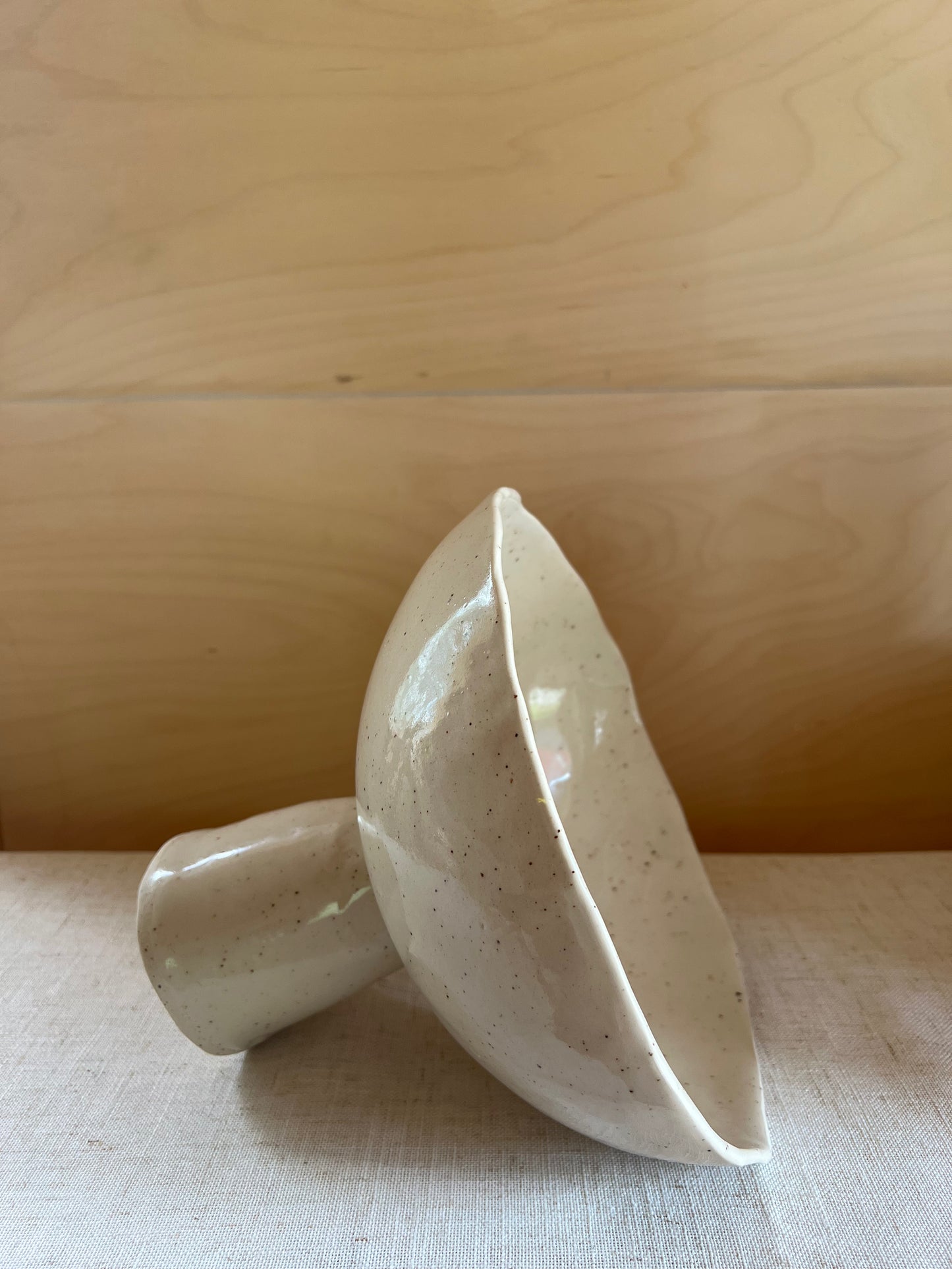Pedestal Bowl Speckle Clay