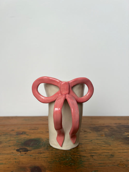 Hot Pink Bow Mug - Seconds (slight blue tint on handle)